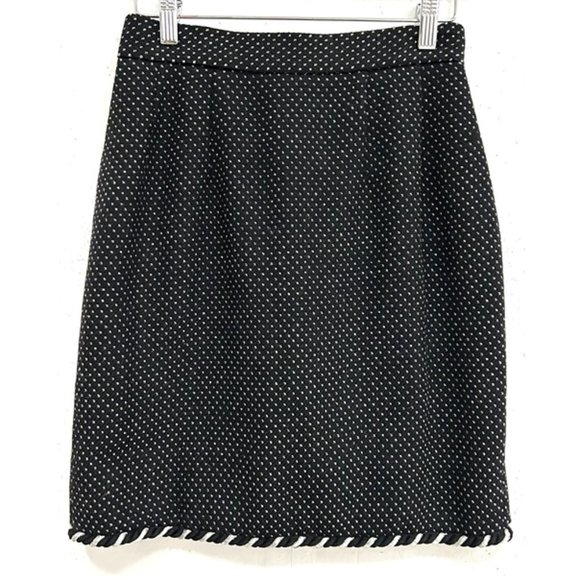 TAHARI Black Textured Wool Skirt Suit Set with Cord Detail - Picture 6 of 11